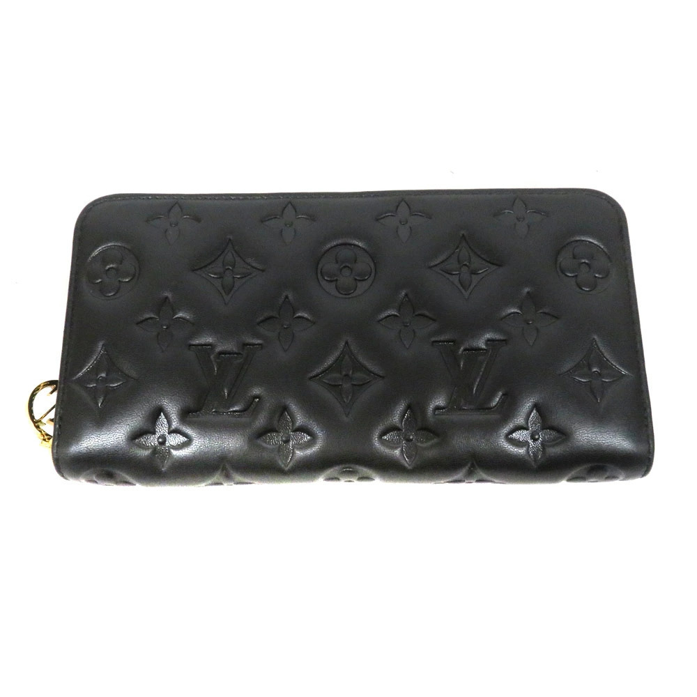 Louis Vuitton Zippy Wallet Monogram Long Lambskin Leather Black